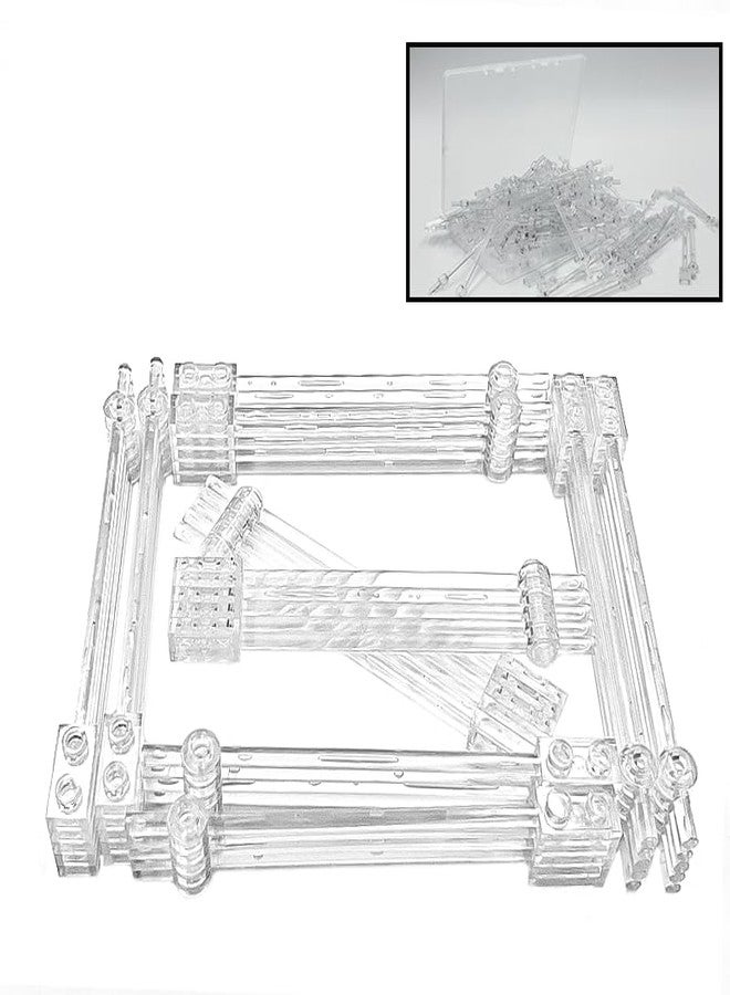 TZBTSTEAM 50pcs Clear Sticks Accessories, Transparent Bar 12L with 1x2 Plate End Hollow Studs and 1x1 Round, Compatible with Lego Parts and Major Brands - Image 1